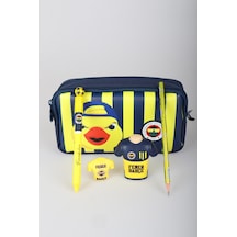 Lisanslı Fenerbahçe Yellow Collection Kalem Çantası,top Başlıklı Jel Kalem,forma Tasarım Kalemtraş,silgi Tepeli Kurşun Kalem Seti Altın