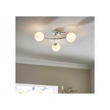3 Lü Mat Opal Beyaz Modern Tavan Avizesi Parlak Krom Kaplama Üç Kollu E27 Duy Salon Yatak Odası Siyah