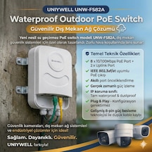 Uniywell Unıywell Unw-fs82a 8 Port Poe + 2 Uplink Su Geçirmez Dış Mekan Switch Tak-çalıştır