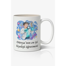 Dünyanın En İyi Biyoloji Öğretmeni - Öğretmenler Günü Temalı Baskılı Kupa Bardak Baskılı Kahve Kupa Bardak-1 Beyaz