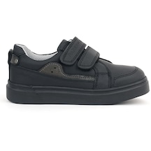 Rakerplus Siyah Hakiki Deri Cırtlı Erkek Çocuk Sneaker Ayakkabı