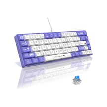 Ak680 65% Kablolu Hotswap Mekanik Oyun Klavyesi,68 Tuşlu Taşınabilir Anti-ghosting Klavye,gökkuşağı Arkadan Aydınlatmalı Programlanabilir,ergonomik,kahverengi Mor Beyaz, Anahtar-mavi