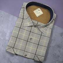 Eren Style Linen Keten Klasik %100 Cotton Kısa Kollu Terletmeyen Gömlek Bej