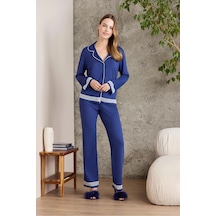 Pierre Cardin 2200 Kadın Uzun Kollu Gömlek Pijama Takımı-lacivert Lacivert