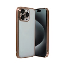 Apple Uyumlu iPhone 15 Pro Max Uyumlu Lensli Silikon - Çöl Titanyum