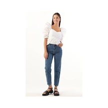 Kadın Yüksek Bel Jean Pantolon Mavi 001