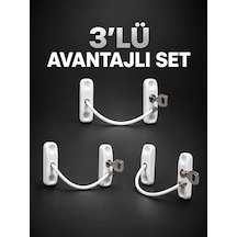 3 Lü Pencere Güvenlik Kilidi Seti Anahtarlı Çocuk Güvenlik Kilidi - Lisinya Beyaz