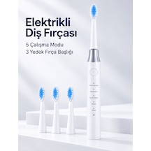 3 Yedek Başlık Hediyeli Usb Şarjlı Beyaz Elektrikli Diş Fırçası Diğer