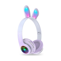 Ayrex Tavşan Kulaklı Bluetooth Kulaklık, Renkli Led Işıklı, 5.0 Versiyon, Ayarlanabilir Büyüklük, Hafıza Kart