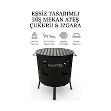 Desenli Bahçe Ateş Çukuru Mangal - Outdoor Şömine Izgaralı 2'si Bir Arada Mangal Ateş Çukuru Diğer