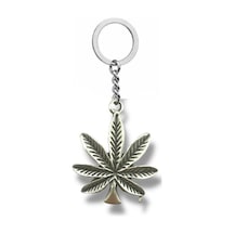 Marijuana Yaprak Figürlü Gümüş Renk Metal Anahtarlık Cesur Ve Özgün Aksesuar