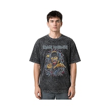 Iron Maiden Rock Metal Müzik Grubu Ön Baskılı Unisex Oversize Esk Siyah