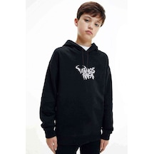 Tshirthane Vamos Rafa Baskılı Unisex Çocuk Kapüşonlu Siyah Sweatshirt (534661626) Siyah