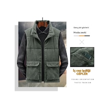 Erkekler İçin Büyük Beden Kadife Polar Astarlı Kalın Yelek Yeşil Erkekler İçin Büyük Beden Kadife Polar Astarlı Kalın Yelek Yeşil