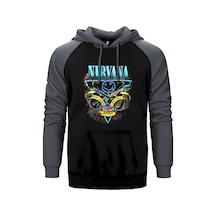 Nirvana Poster Gri Renk Reglan Kol Kapşonlu Sweatshirt Gri