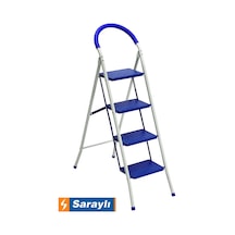 Saraylı Mega Pratik Seyyar Merdiven 4 Basamak - Geniş Basamaklı Mavi