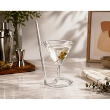 Cam Pipetli Martini Kadehi Spiral Tabanlı Özgün Eğlenceli Kokteyl Bardağı