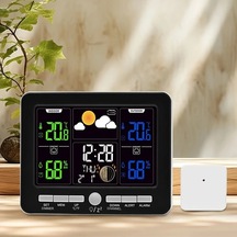 Motion003 1 Adet Siyah Renkli Lcd Ekranlı Hava Durumu İstasyonu Atomik Saat Barometre Sıcaklık Nem Ölçer Çift Alarmlı Takvim Gösterimi Usb Çalışan