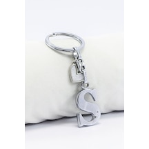 Gümüş Renkli Metal S Harfi Anahtarlık, Modern Stil Metal Kalp
