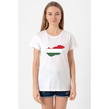 Euro 24 Hungary Beyaz Kadın Bisikletyaka Tshirt Beyaz