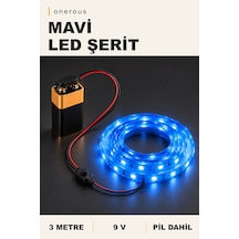 Onerous 3 M 9v Mavi Led Şerit, Pilli, Pil Dahil, Anahtarlı