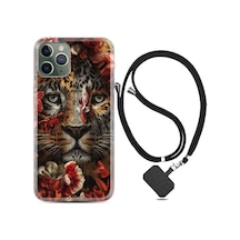 Apple Uyumlu iPhone 13 Pro Kılıf Boyun Askılı Flowers Baby Tiger 1336