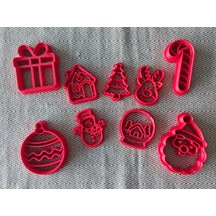 Yılbaşı Konseptli Noel Baba Kar Küresi Hediye Paketi Kurabiye Kalıbı Seti Çok Renkli