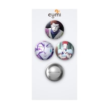 Hunter X Hunter Hisoka 3'lü Metal Rozet Seti 58mm İğneli Buton Çanta Yaka Rozeti Çok Renkli