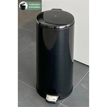 Cigo 20 Lt Yumuşak Kapanan Pedallı Banyo Mutfak Ofis Çelik Çöp Kovası - Mat Siyah & İç Kısım Siyah-7457