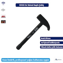 Metal Saplı Kamyoncu Tipi Çekiç 2000 Gr Dövme Çelik Eğri Uçlu Profesyonel