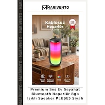 Premium Ses Ev Seyahat Bluetooth Hoparlör Rgb Işıklı Speaker Pluse5 Siyah