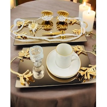 Amour Gold Lüks Swarovski Söz Nişan Tepsisi Beyaz Beyaz