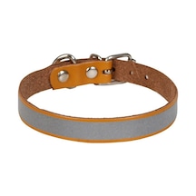 Cattie Reflektörlü Deri Kedi Boyun Tasması L 1.2x25-29CM Camel