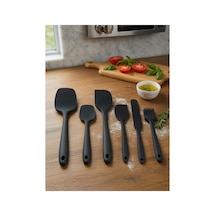 6'lı Siyah Silikon Spatula Seti Isıya Dayanıklı Pasta Kek Hamur Kazıyıcı Ve Fırça Seti Yapışmaz Tencere Tava Uyumlu Mutfak Gereçleri Siyah Siyah