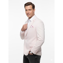 Plus Scorpion Erkek Blazer Ceket Slim Fit, Tek Düğme, Şık Davet Ve İş Kombin Ceketi Açık Pembe