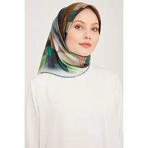 Armine Sura İpek Eşarp Yeşil-kahve - Gri 23ka9024 37