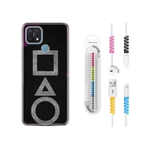 Oppo A15S Kılıf Kablo Koruyuculu Game Begin 1799 Siyah