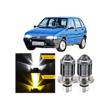 Fiat Uno 1992-2001 Uyumlu Mercekli Far Ampulü Led Xenon Çift Renk Sarı-beyaz Far Şimşek Etkili Cs Lamba Uzun Kısa LED Far 56081567