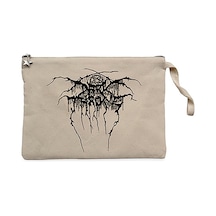 Darkthrone Logo 2 Krem Clutch Astarlı Cüzdan / El Çantası Krem