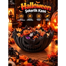 Halloween Cadılar Bayramı Dekoratif Siyah Balkabağı Şekerlik Kase
