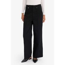 Defacto Wıde Leg Cepli Yüksek Bel Gabardin Pantolon F1649AX25SP Siyah