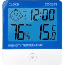 Ev Ve Ofis İçin Ultra İnce Ekranlı Sıcaklık-nem Ölçer, Gerçek Zamanlı Lcd Göstergeli, Işıklandırmalı, Duy-260 Pil Dahil Değil , Beyaz-mavi