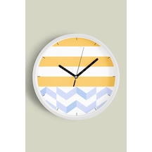 Geometrik Desenli Modern Duvar Saati - 35cm - Önü Camlı Beyaz Kasa - Sessiz Mekanizma-jh0613 Beyaz