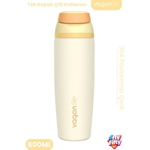 800 Ml Tek Kapak Çift Kullanım Pipetli Rahat İçim Kulplu Sus304 Paslanmaz Çelik Termos -1107-800ml Sarı