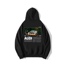 Brz Collection Unisex Oversize Quattro Sport Audi Hoodie Siyah