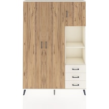 Arges Dolap 5 Raflı 3 Çekmeceli Tek Askılı 132x30x195 Aytaşı-çam/aytaşı Atlas Çam/aytası