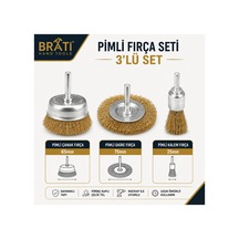 Pimli Fırça Seti 3'lü Set Yüzey Pas Temizleme Boya Sökme Fırçası 25mm 65mm 75mm