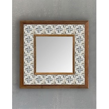 Oscar Stone Decor Masif Çerçeveli Mozaik Taş Mermer Ayna 33x33 Cm Seramik Desenli Vintage Ayna Ayn-105 Diğer