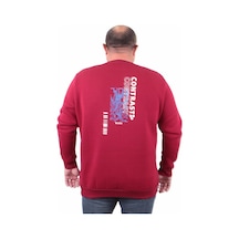 Moc Grande Mocgrande Erkek Büyük Beden Sıfır Yaka Sweat Bless 23205 Bordo-Bordo