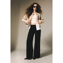 Defacto Wide Leg Normal Bel Standart Boy Gabardin Pantolon E4381ax25aubk81 Siyah